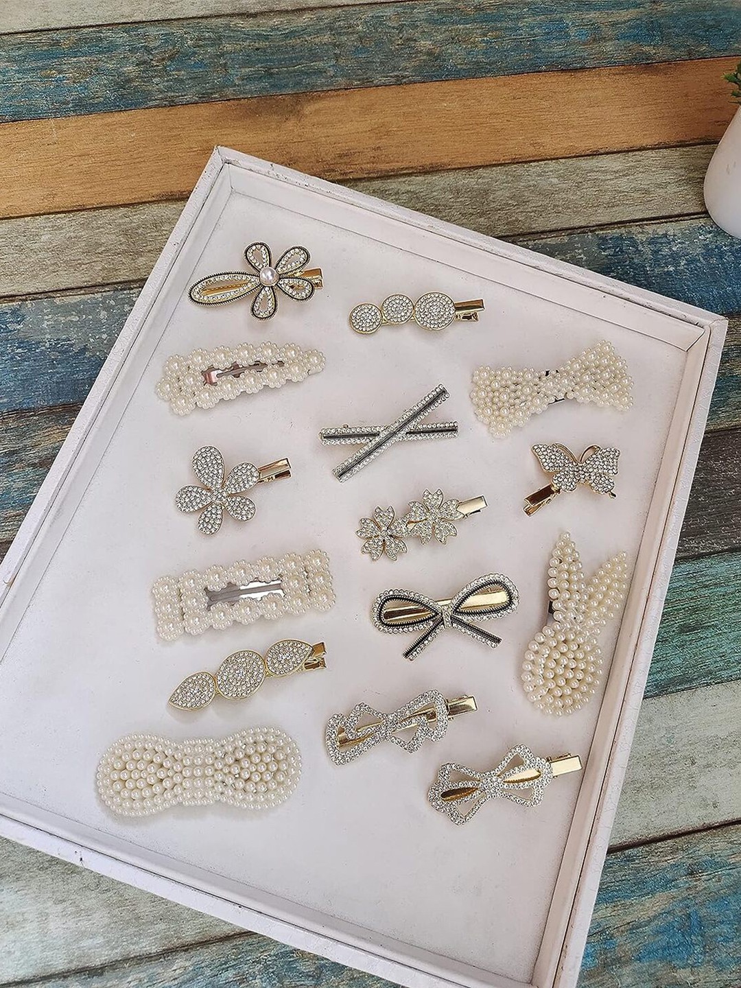 

ANNA CREATIONS Set of 20 Embellished Alligator Hair Clip, Gold
