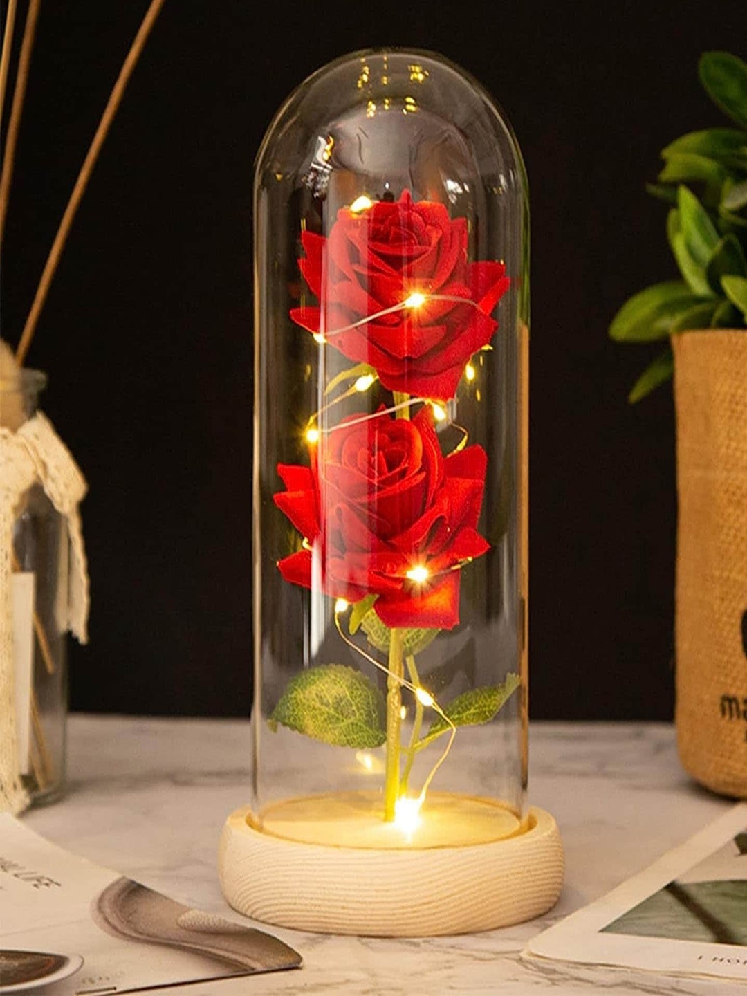 

Sasimo Transparent & Red Rose With LED Gift