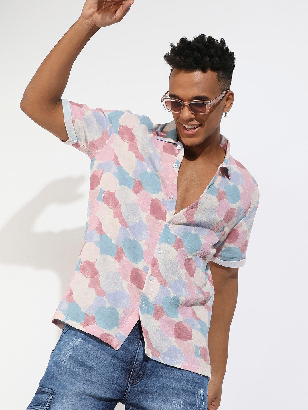 

Campus Sutra Artistic Abstract Shirt, White