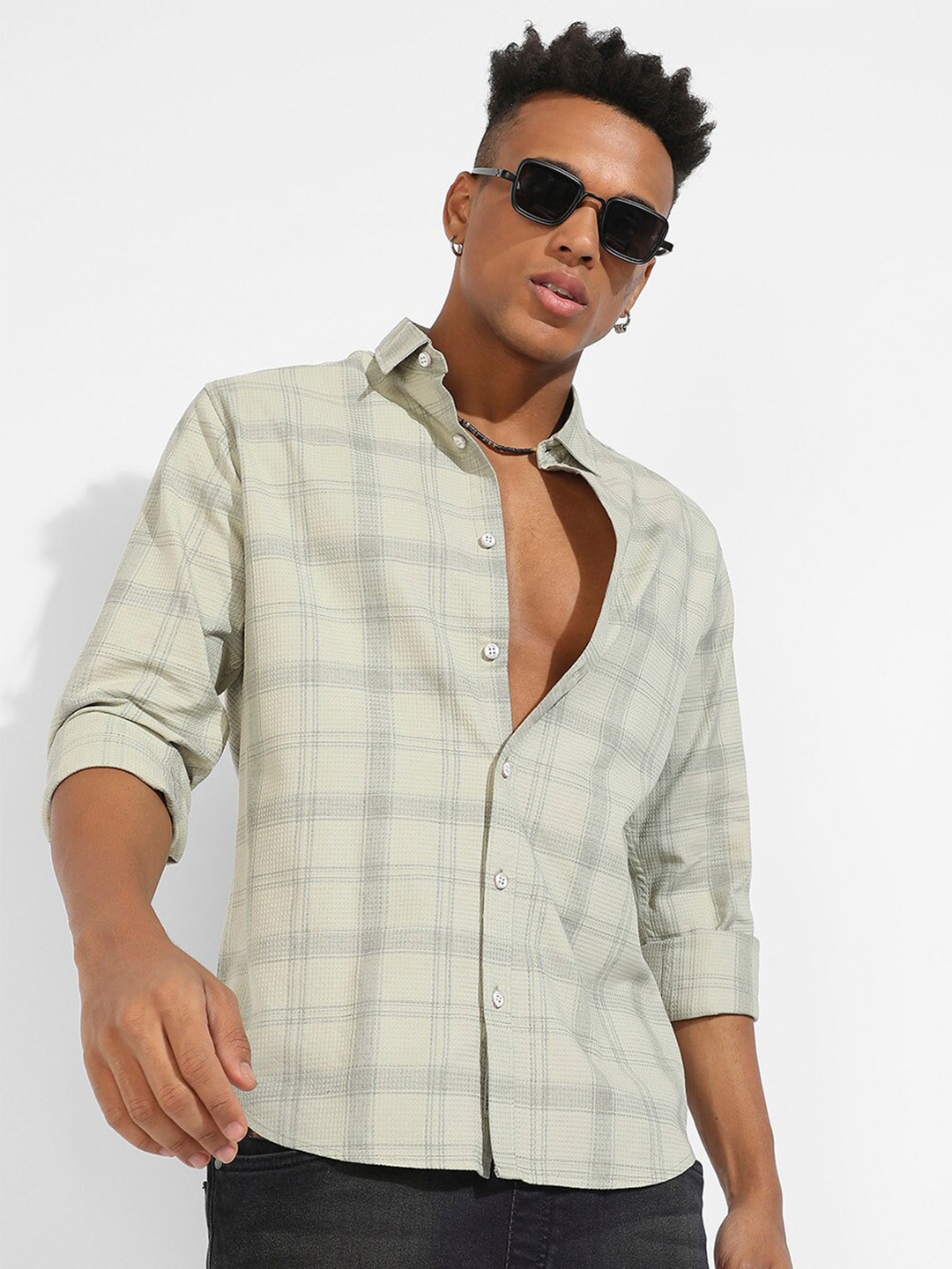 

Campus Sutra Checked Classic Regular Fit Opaque Cotton Casual Shirt, Green