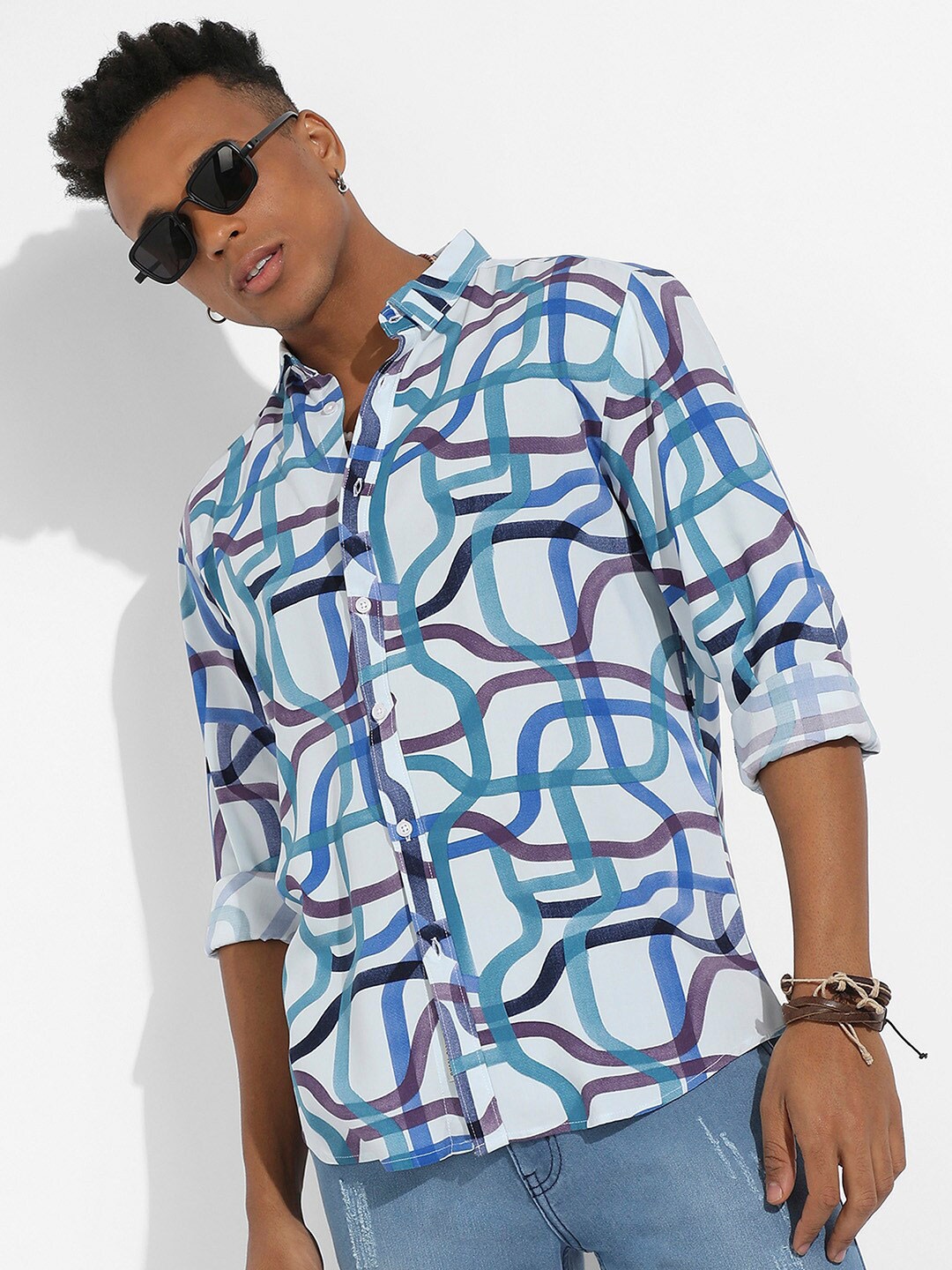 

Campus Sutra Abstract Printed Classic Regular Fit Opaque Casual Shirt, White