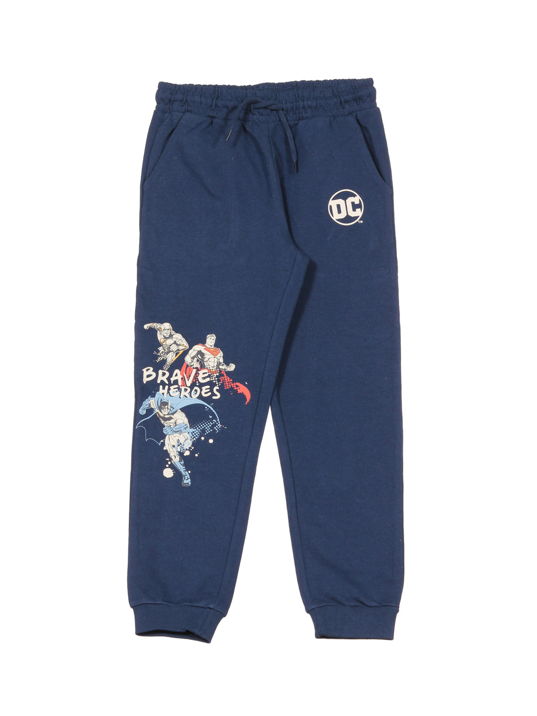 

Lil Lollipop Kids DC Superman Printed Cotton Track Pants, Navy blue