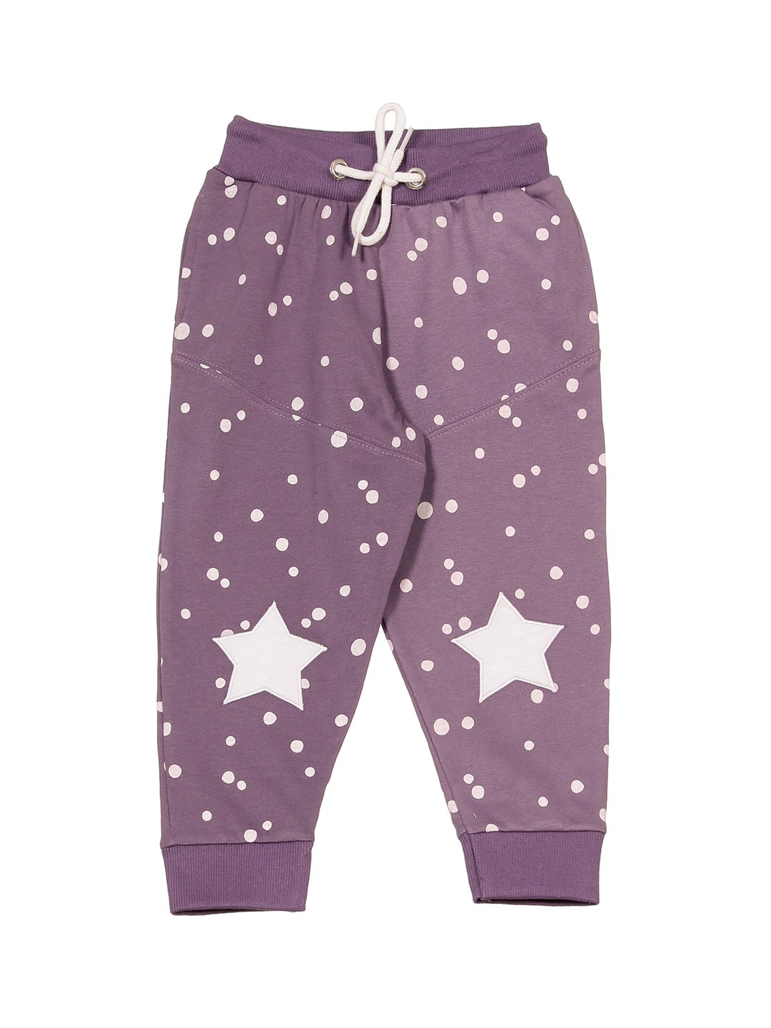 

Lil Lollipop Girls Polka-Dot Printed Mid-Rise Cotton Joggers, Purple