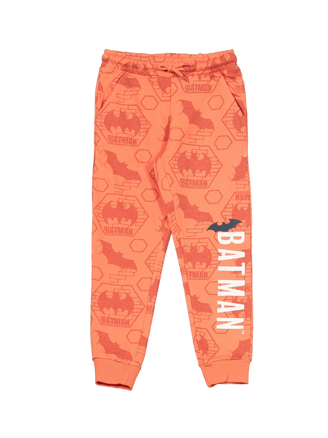 

Lil Lollipop Kids Bat Man Printed Mid Rise Cotton Joggers, Orange