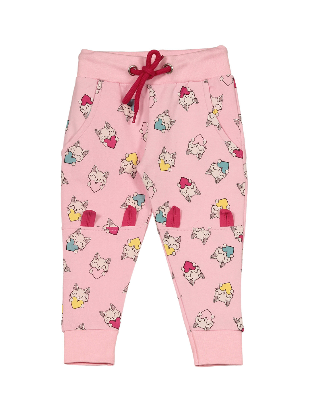 

Lil Lollipop Girls Graphic Printed Cotton Track Pants, Pink