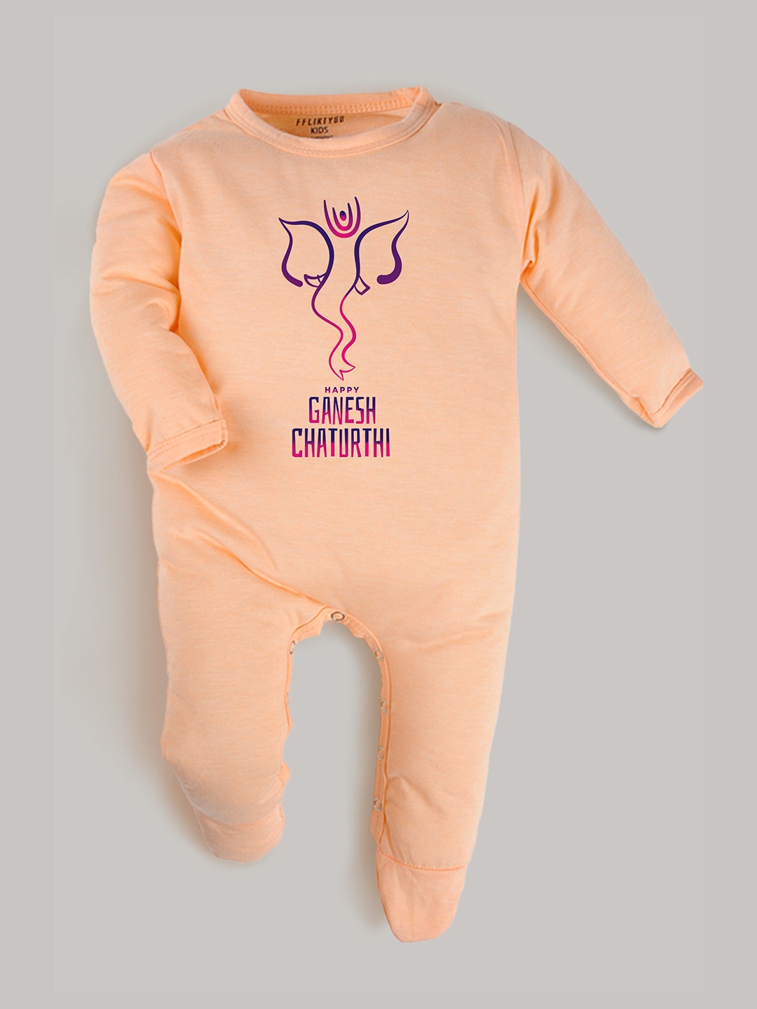 

FFLIRTYGO Infants Graphic Printed Pure Cotton Romper, Peach