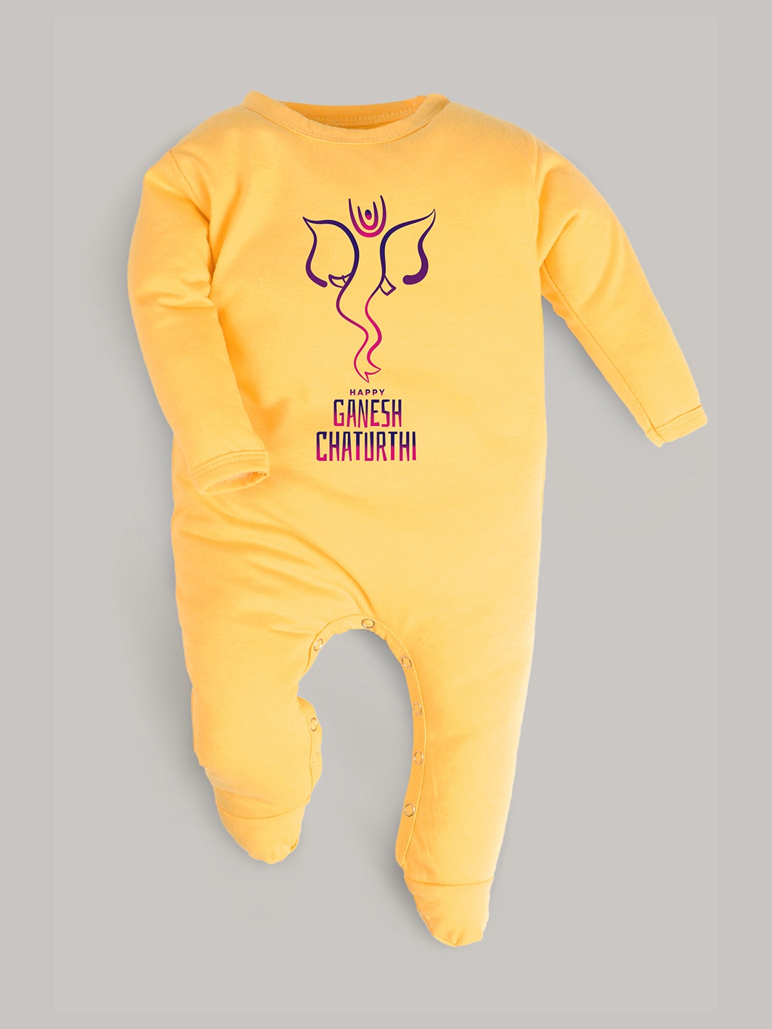 

FFLIRTYGO Infants Ganesh Chaturthi Special Printed Pure Cotton Rompers, Yellow