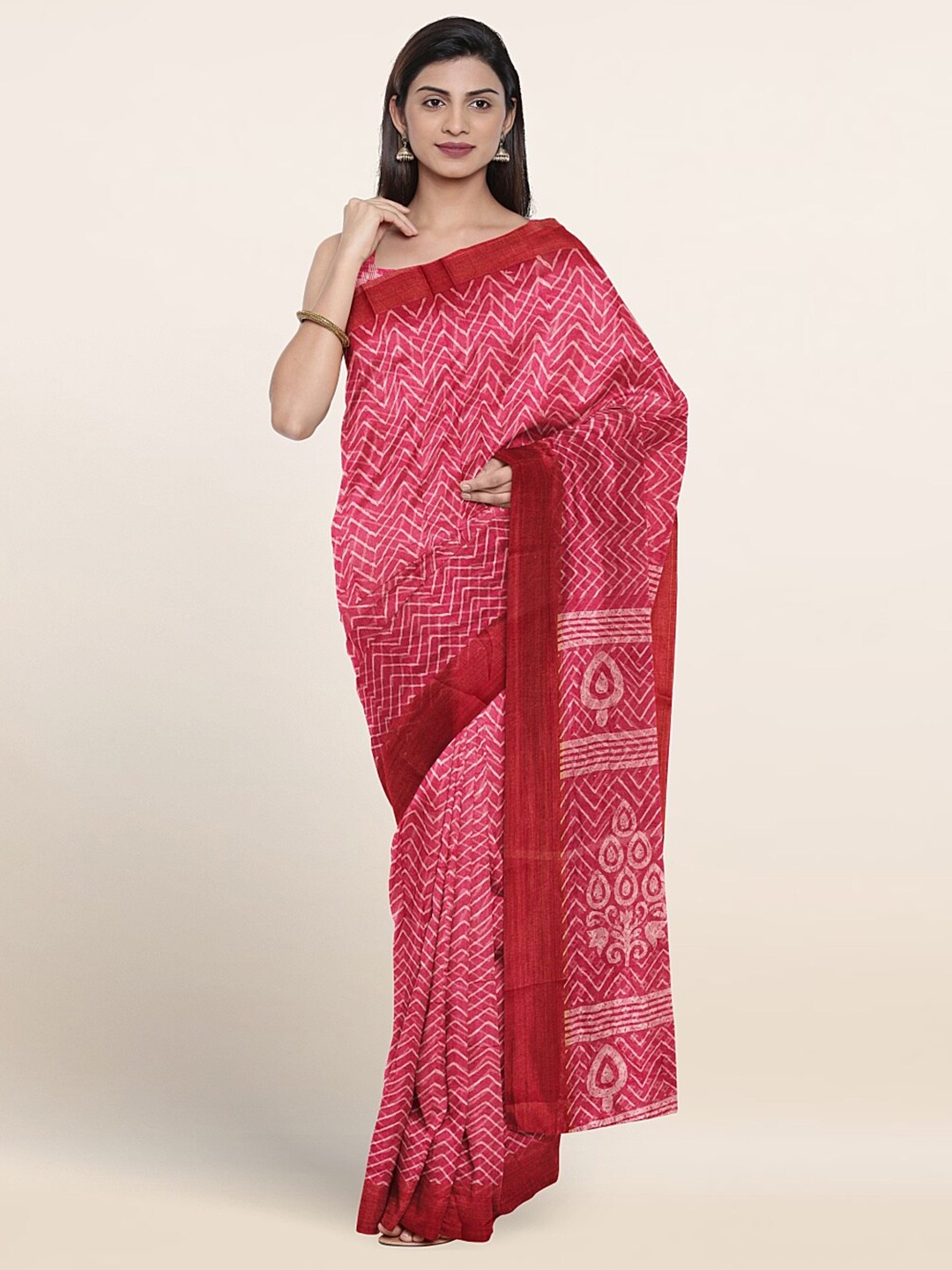 

Pothys Ethnic Motifs Printed Saree, Pink