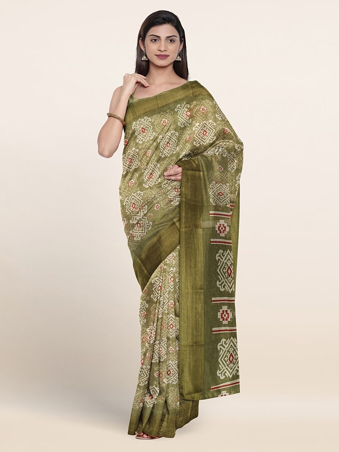 

Pothys Ethnic Motifs Printed Saree, Green