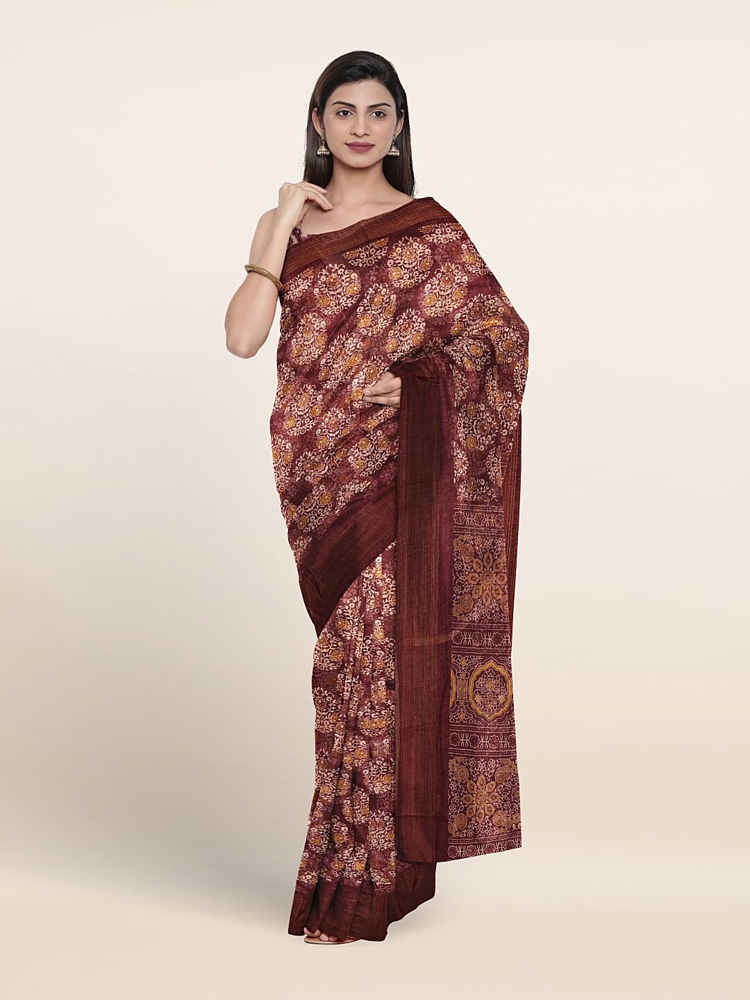

Pothys Ethnic Motifs Printed Saree, Purple