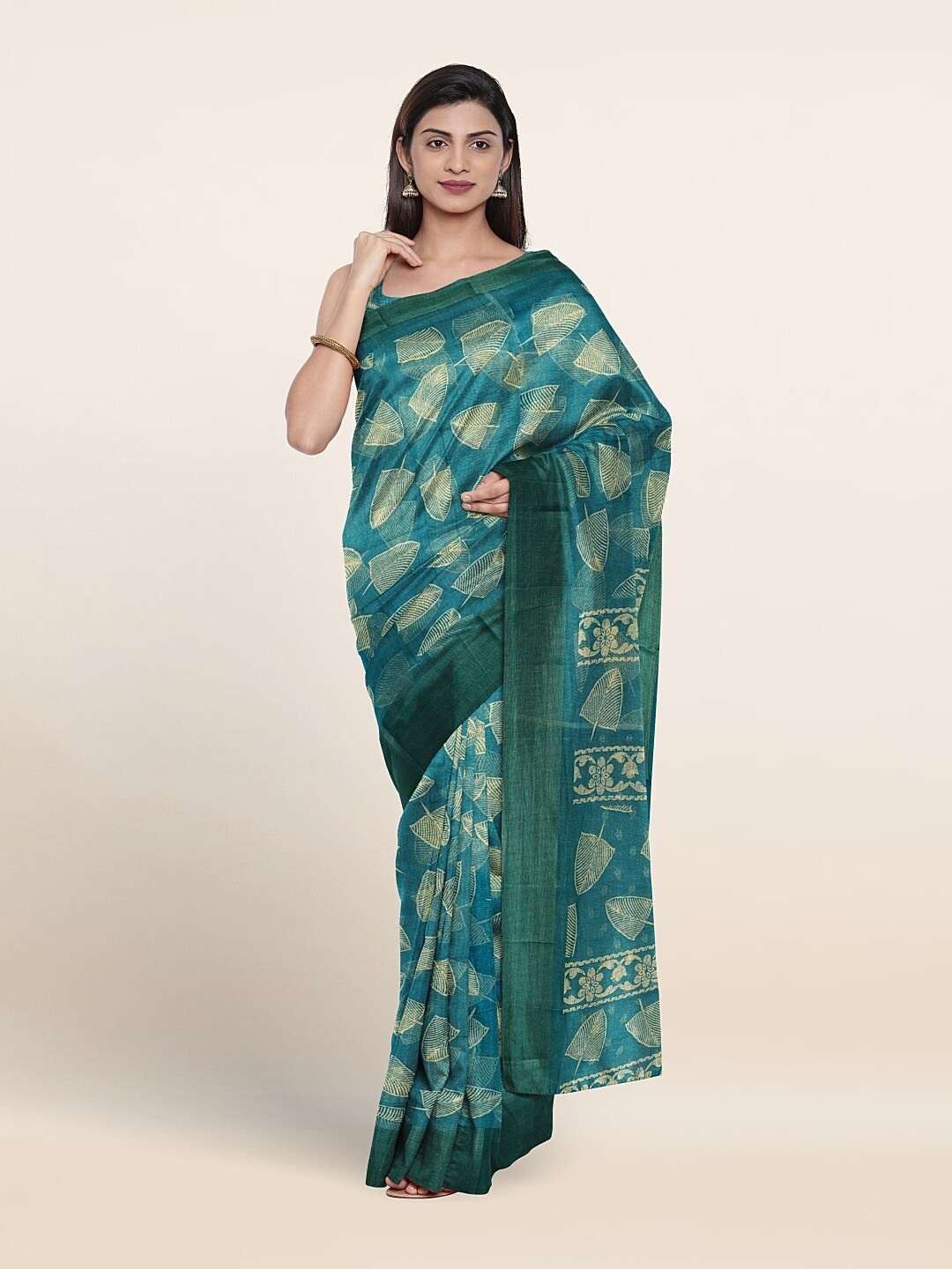 

Pothys Floral Printed Zari Saree, Blue