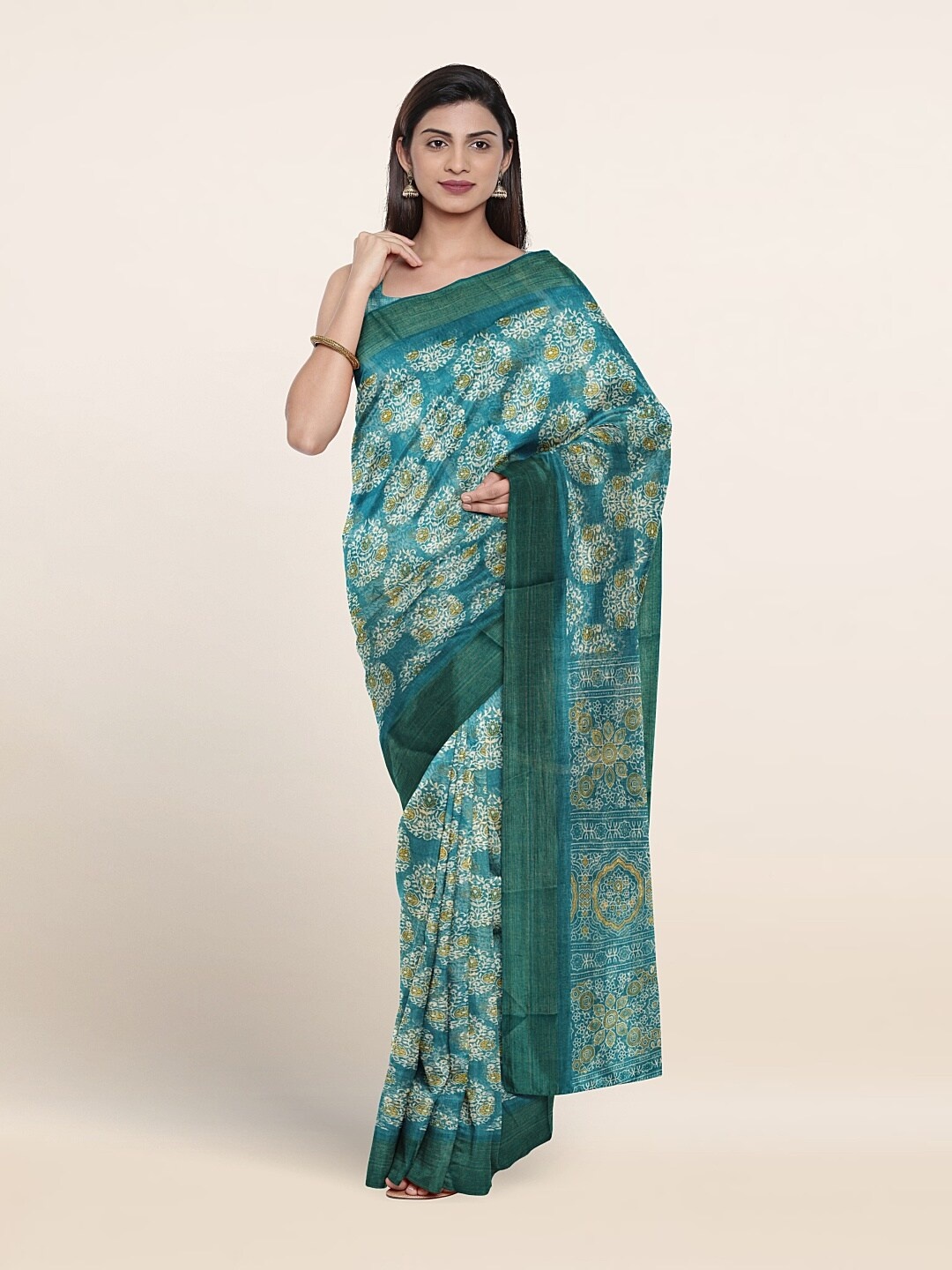 

Pothys Ethnic Motifs Printed Zari Saree, Blue