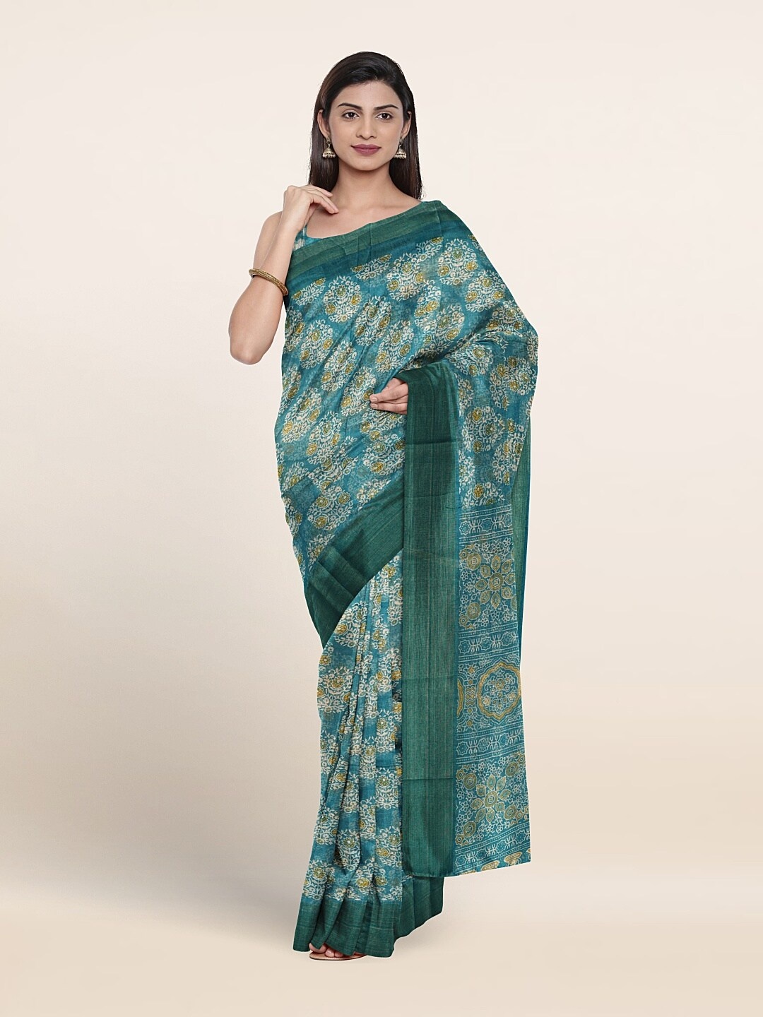 

Pothys Ethnic Motifs Printed Zari Saree, Blue