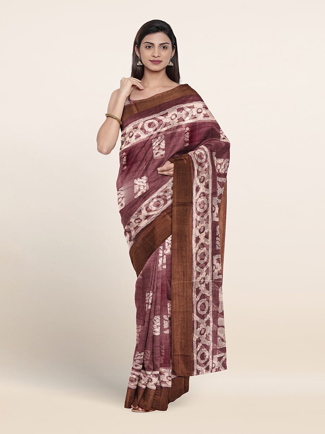 

Pothys Geometric Printed Saree, Purple