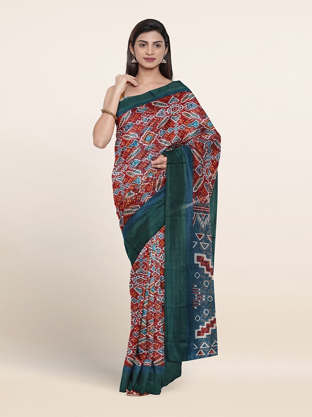 

Pothys Ethnic Motifs Printed Zari Saree, Maroon