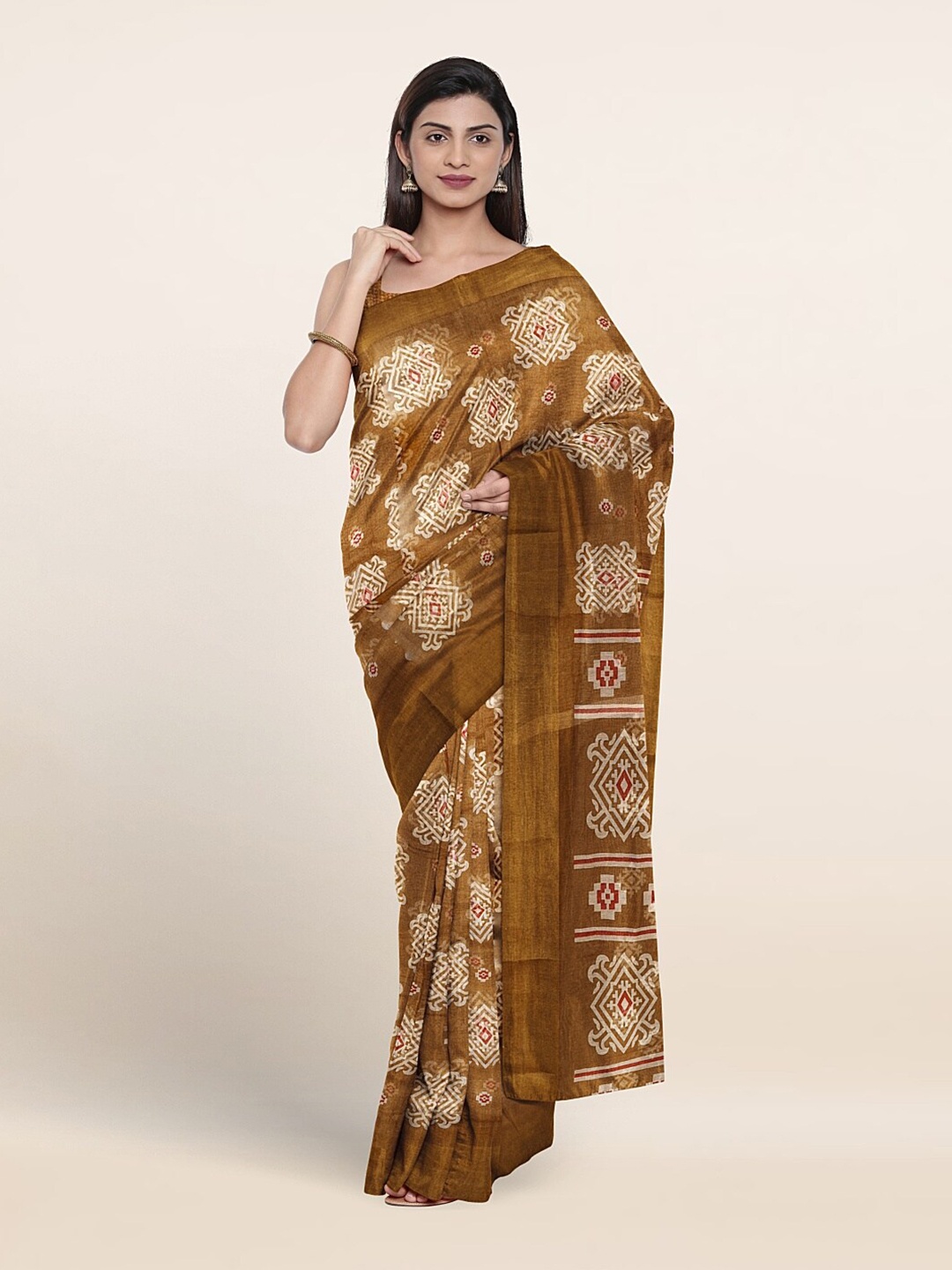 

Pothys Ethnic Motifs Printed Saree, Brown