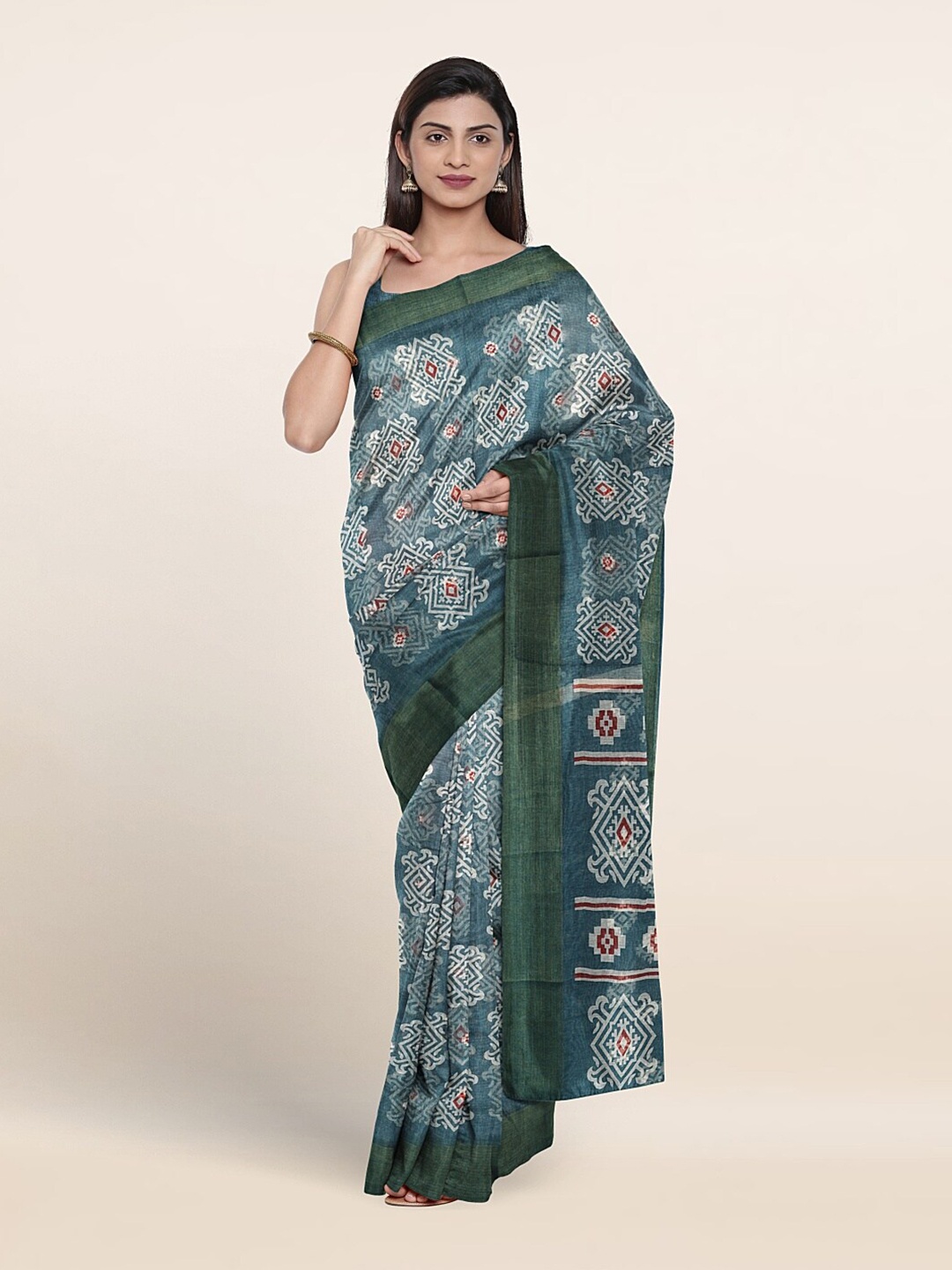 

Pothys Ethnic Motifs Printed Saree, Blue