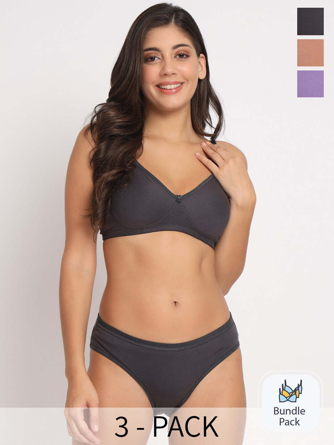 

Docare Pack Of 3 Non Padded Lingerie Set, Purple