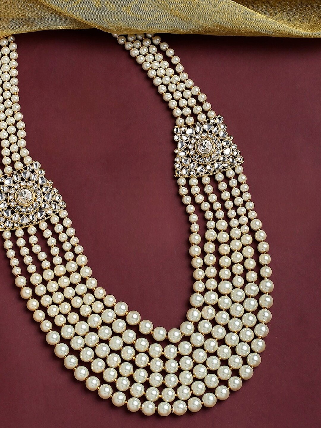

OOMPH Kundan Studded Statement Necklace, White