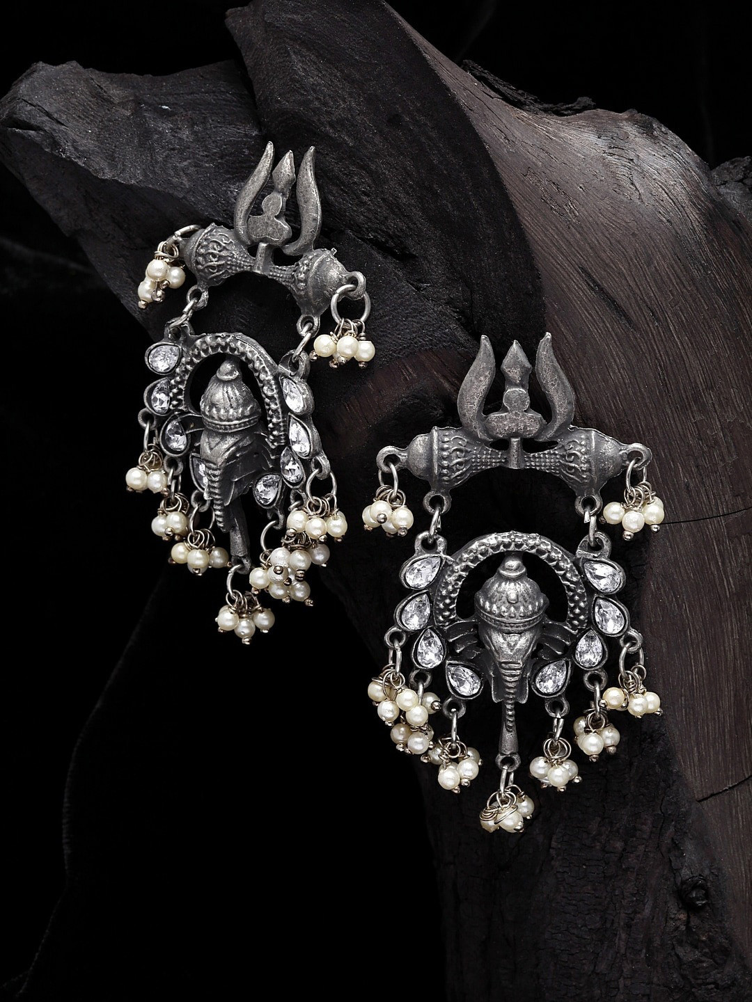 

OOMPH Silver-Toned Contemporary Drop Earrings