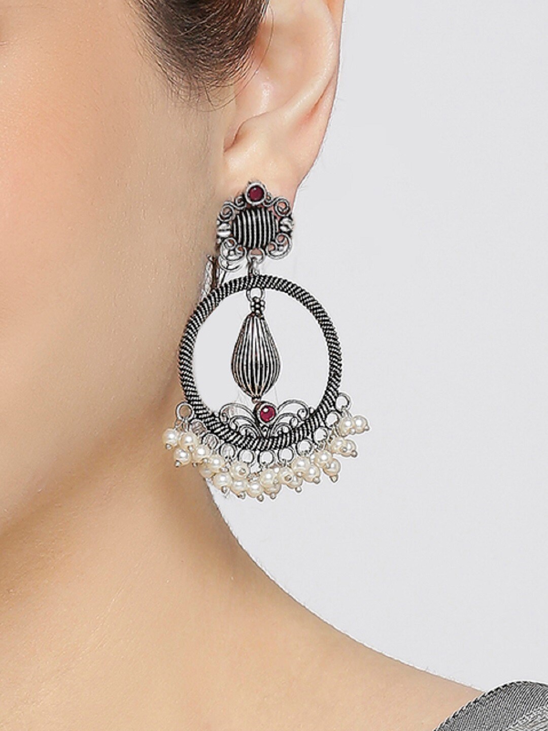 

OOMPH Contemporary Oxidised Drop Earrings, Silver