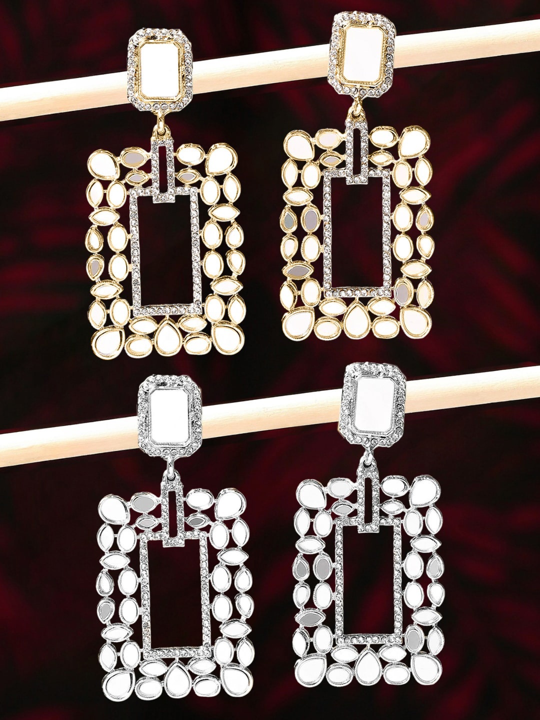 

OOMPH Gold-Toned Contemporary Drop Earrings