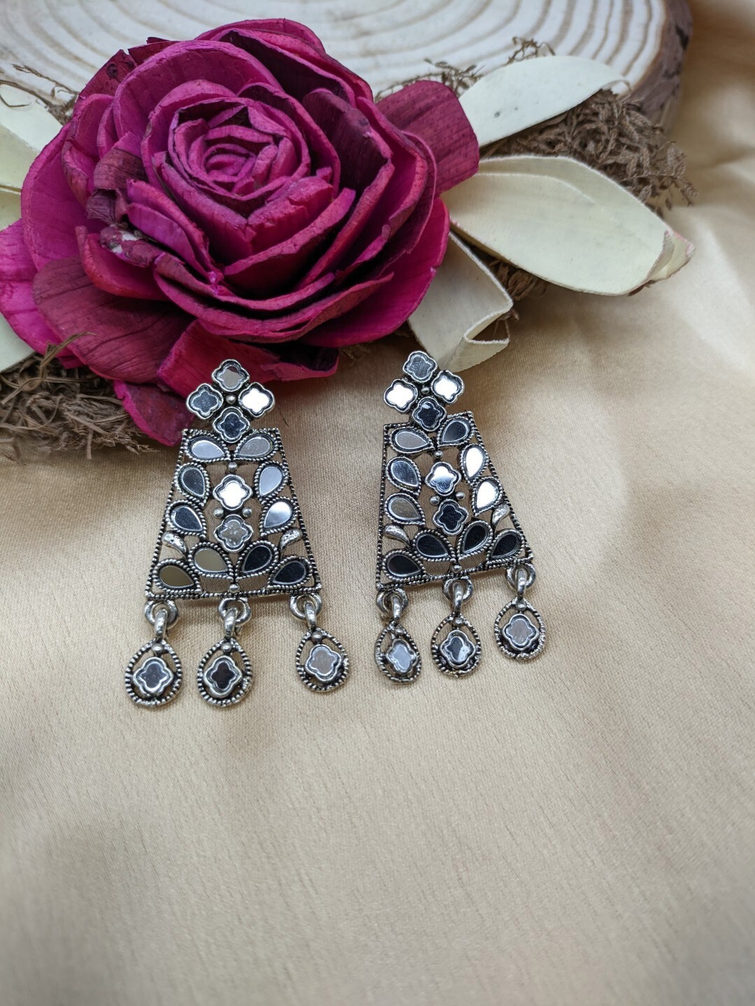 

JewelShadi Oxidised Drop Earrings, Silver