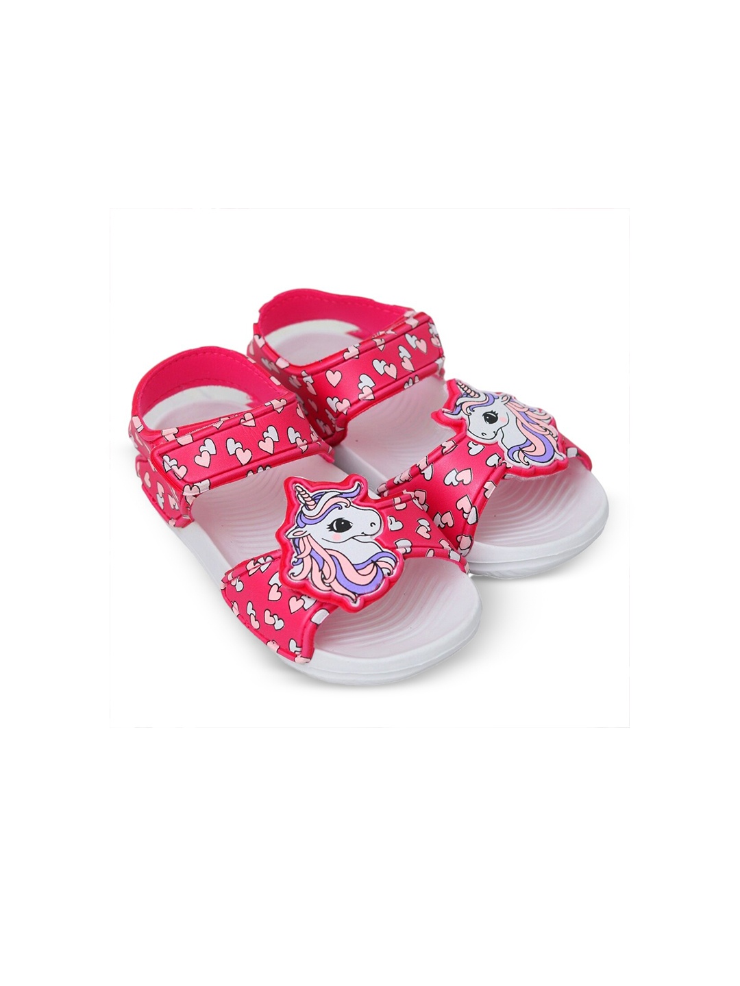 

Yellow Bee Girls Unicorn Printed Rubber Open Toe Flats, Pink