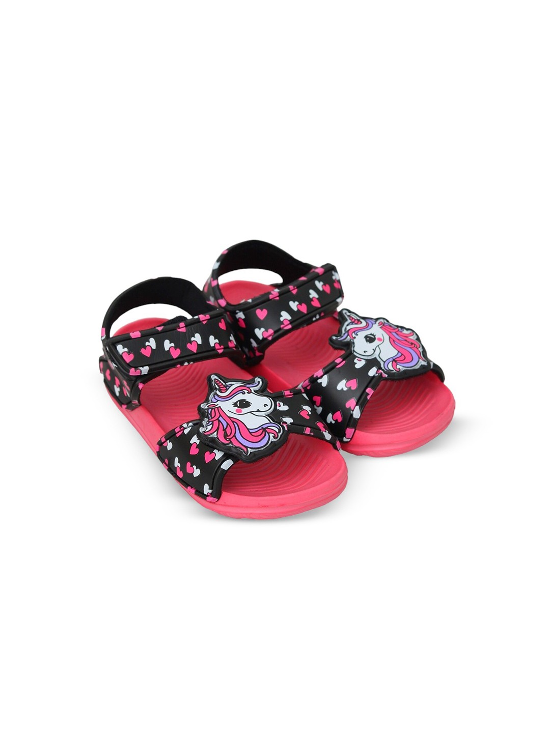 

Yellow Bee Girls Printed Velcro Sandals, Black