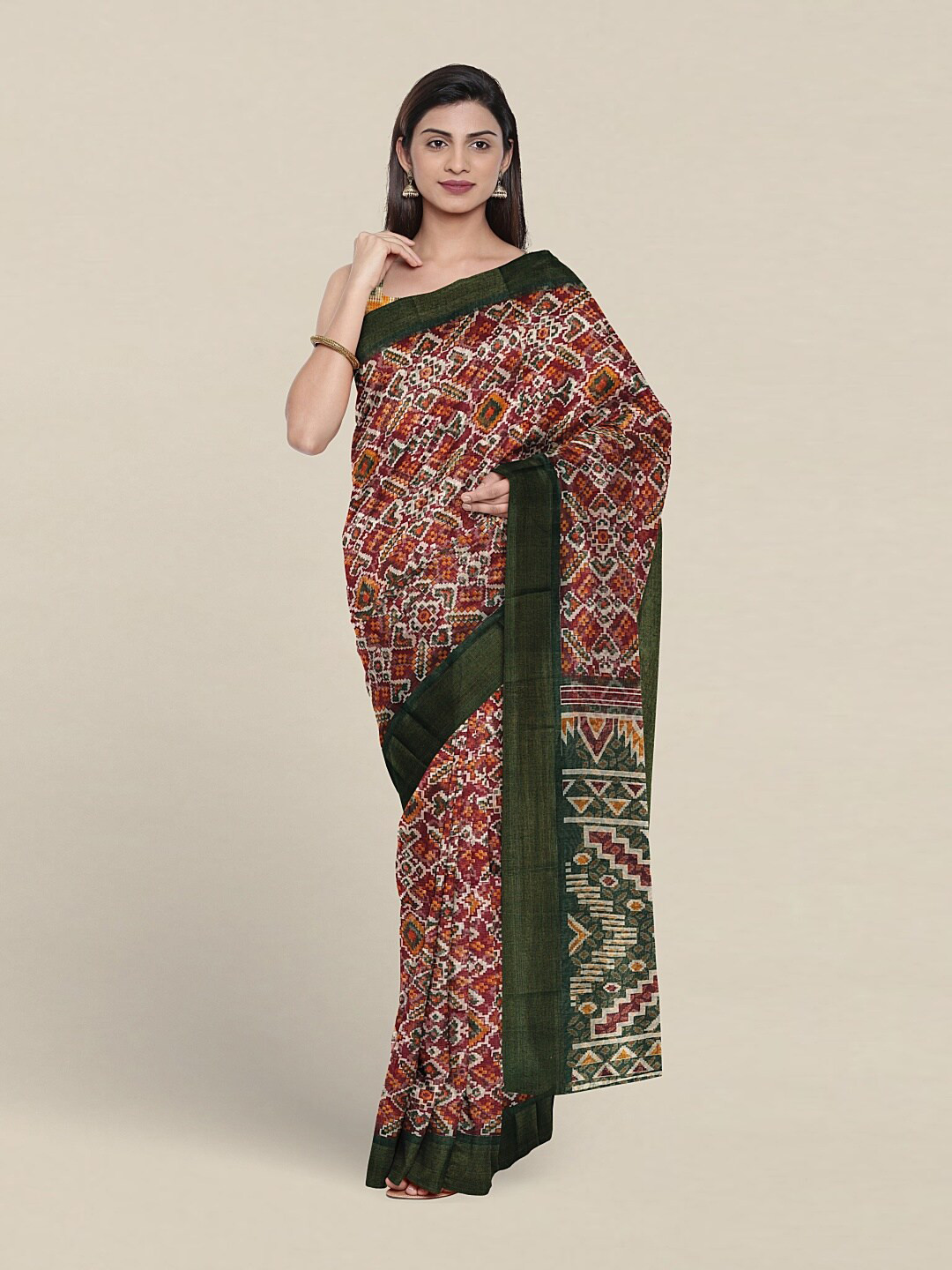 

Pothys Ethnic Motifs Printed Zari Saree, Purple