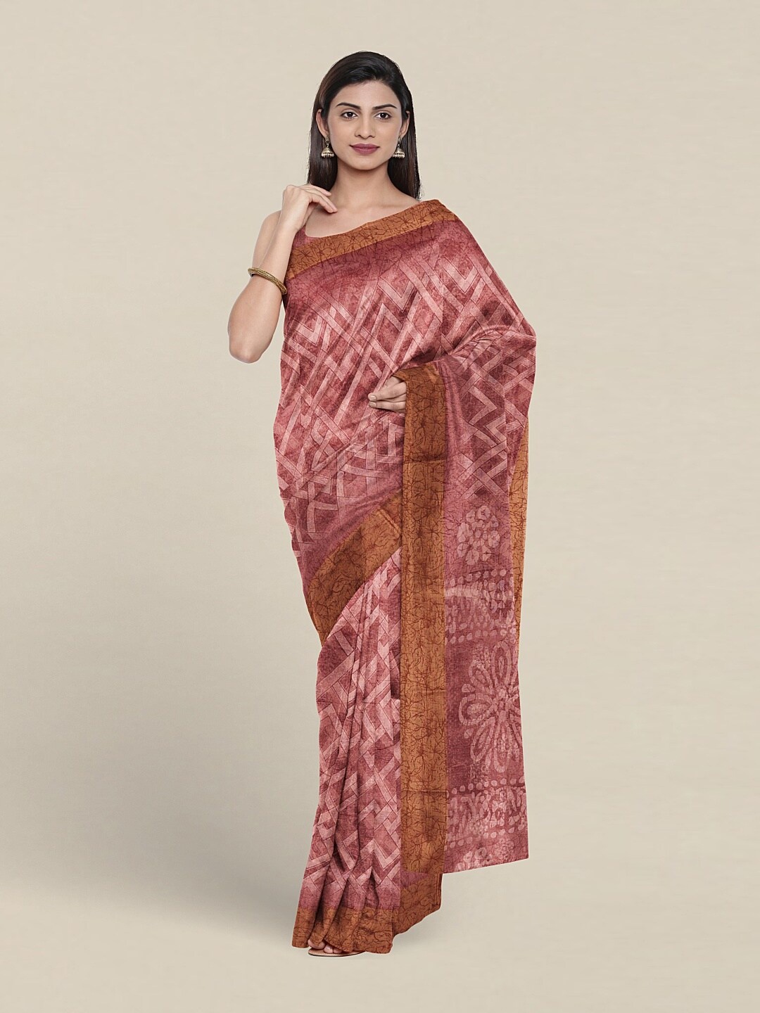 

Pothys Geometric Printed Saree, Mauve