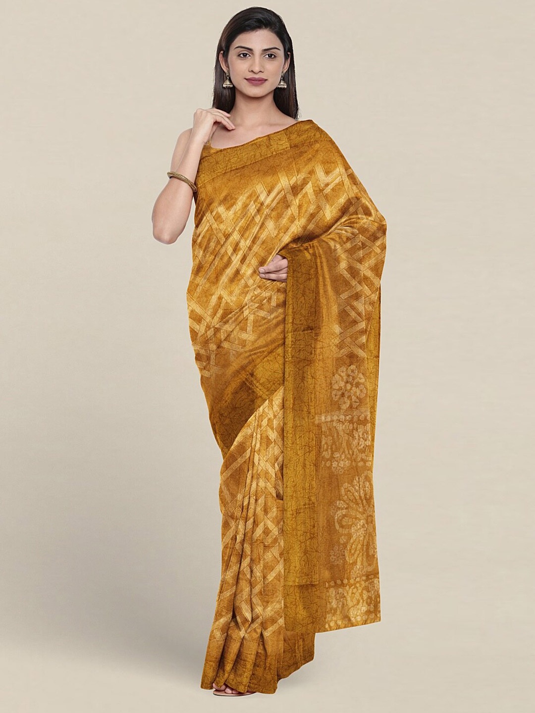 

Pothys Geometric Printed Saree, Mustard