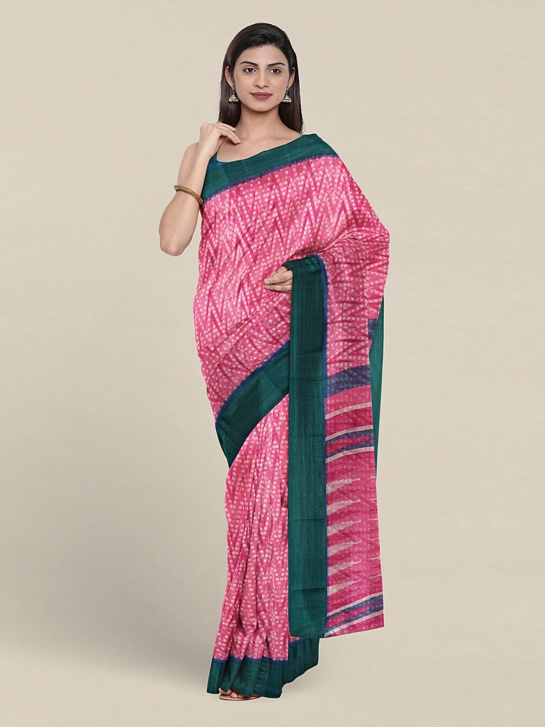 

Pothys Geometric Printed Saree, Pink