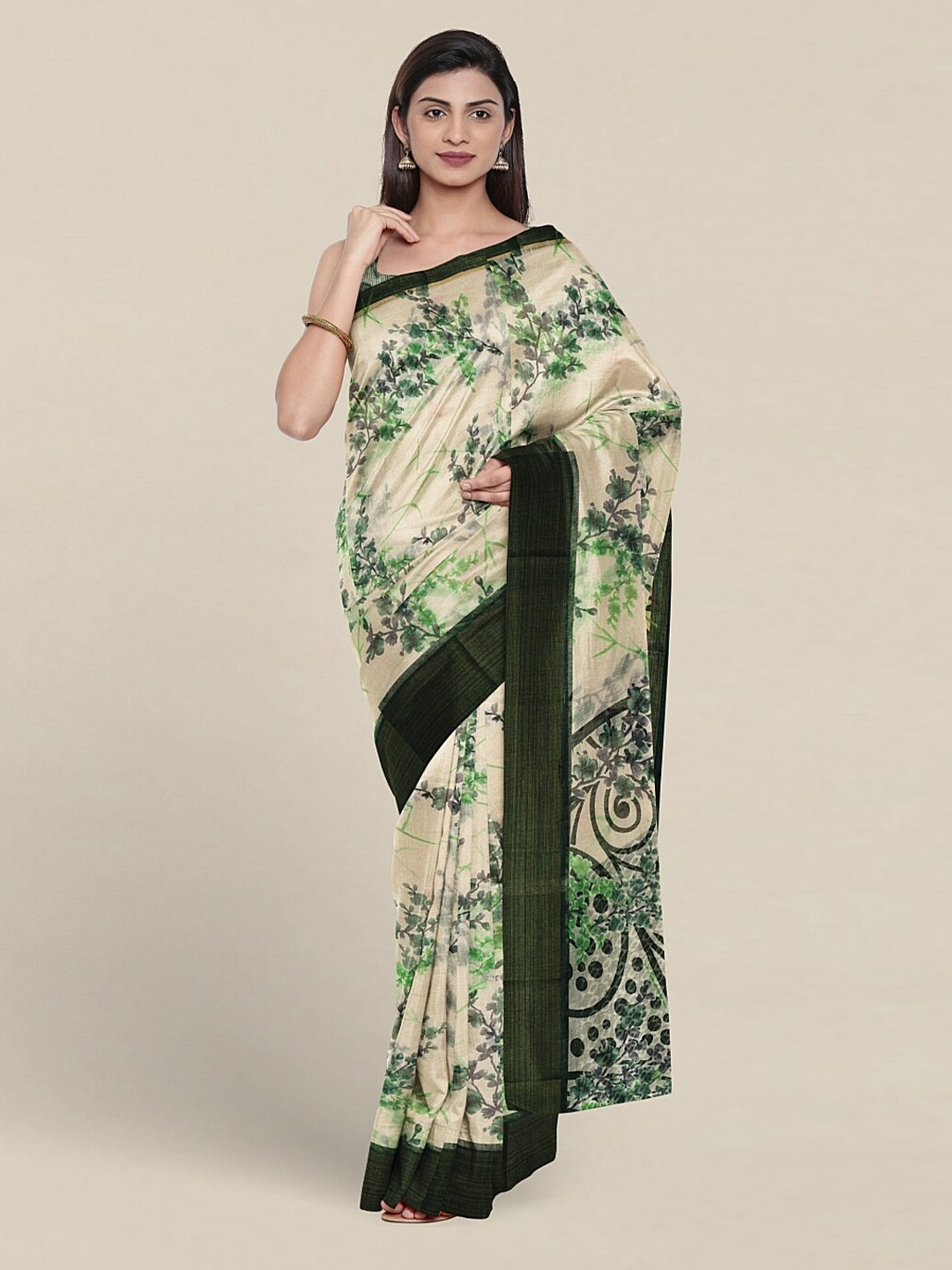 

Pothys Floral Printed Saree, Cream