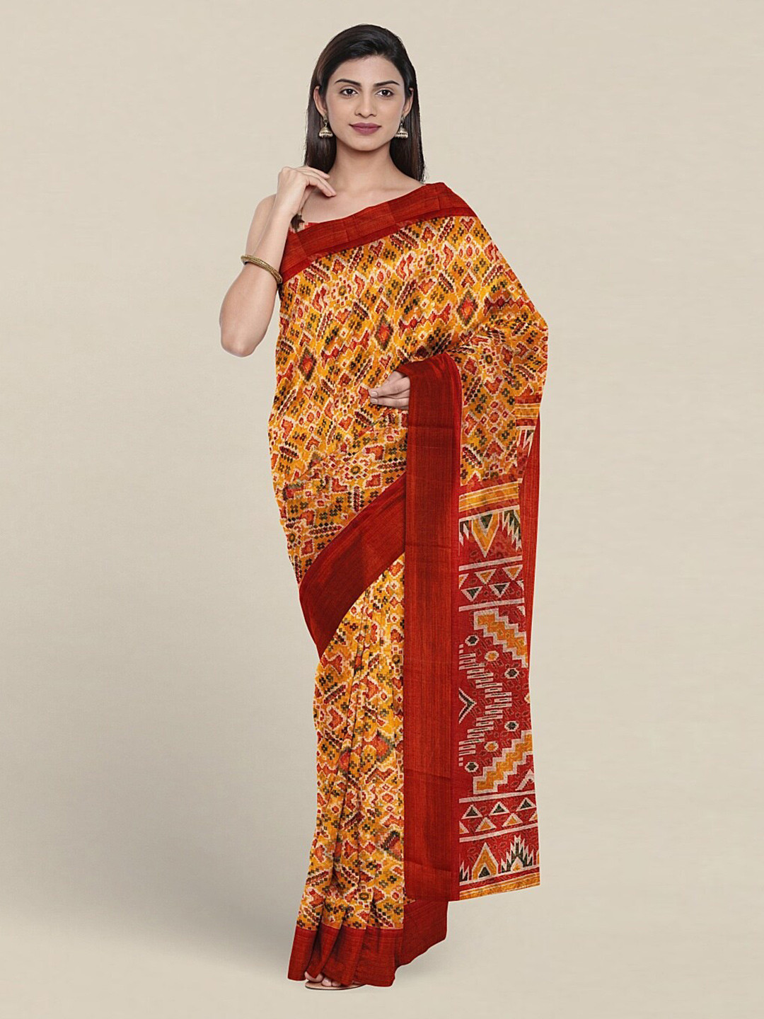 

Pothys Ethnic Motif Printed Saree, Mustard