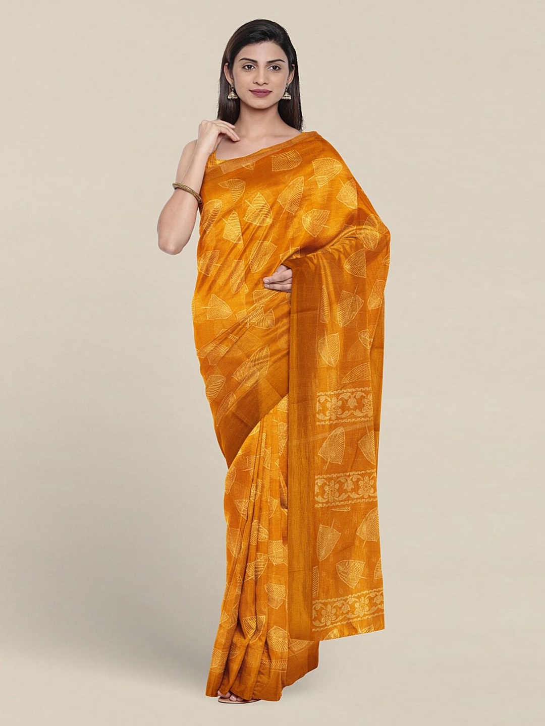 

Pothys Geometric Printed Saree, Mustard