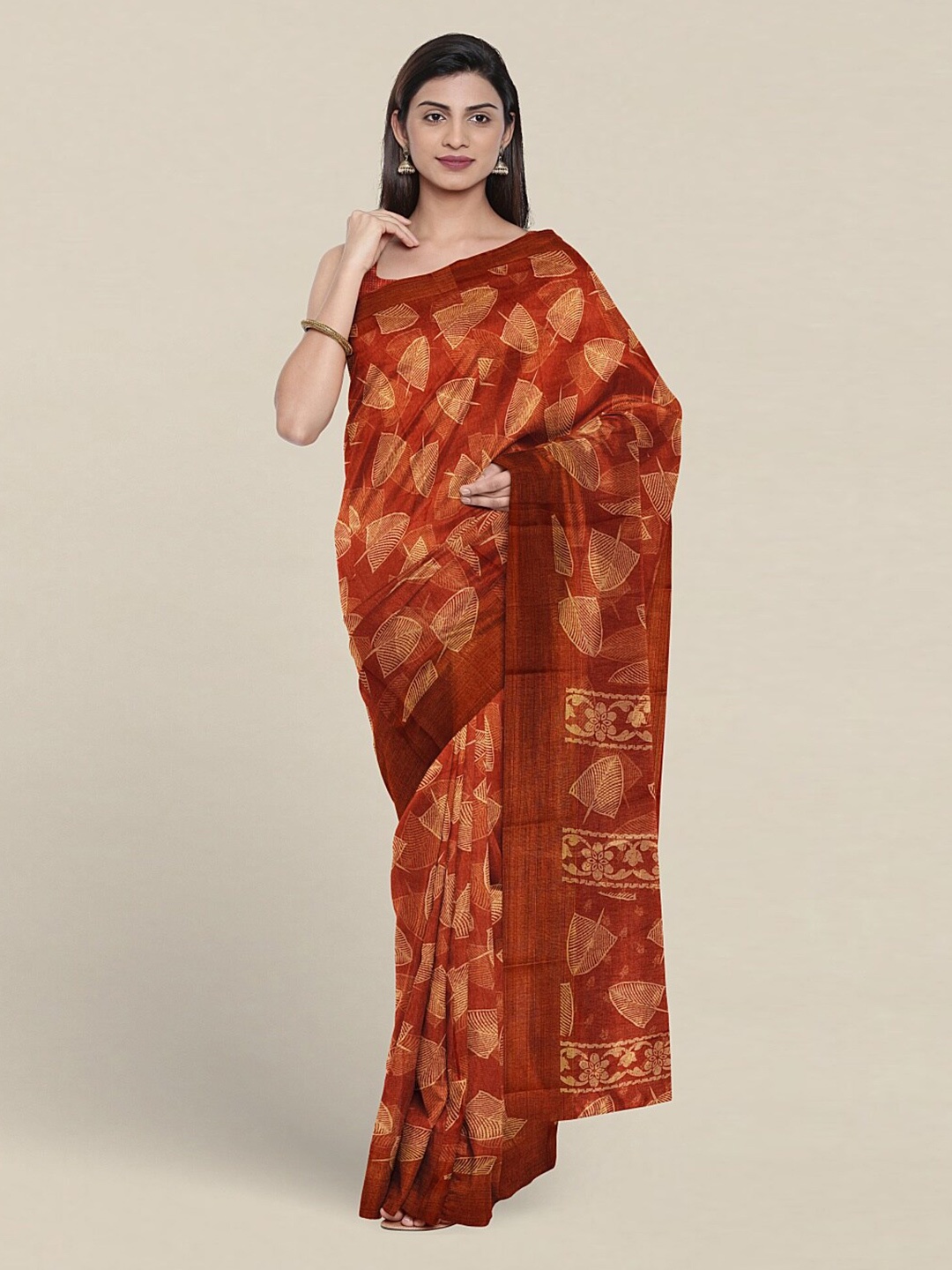 

Pothys Floral Printed Saree, Rust