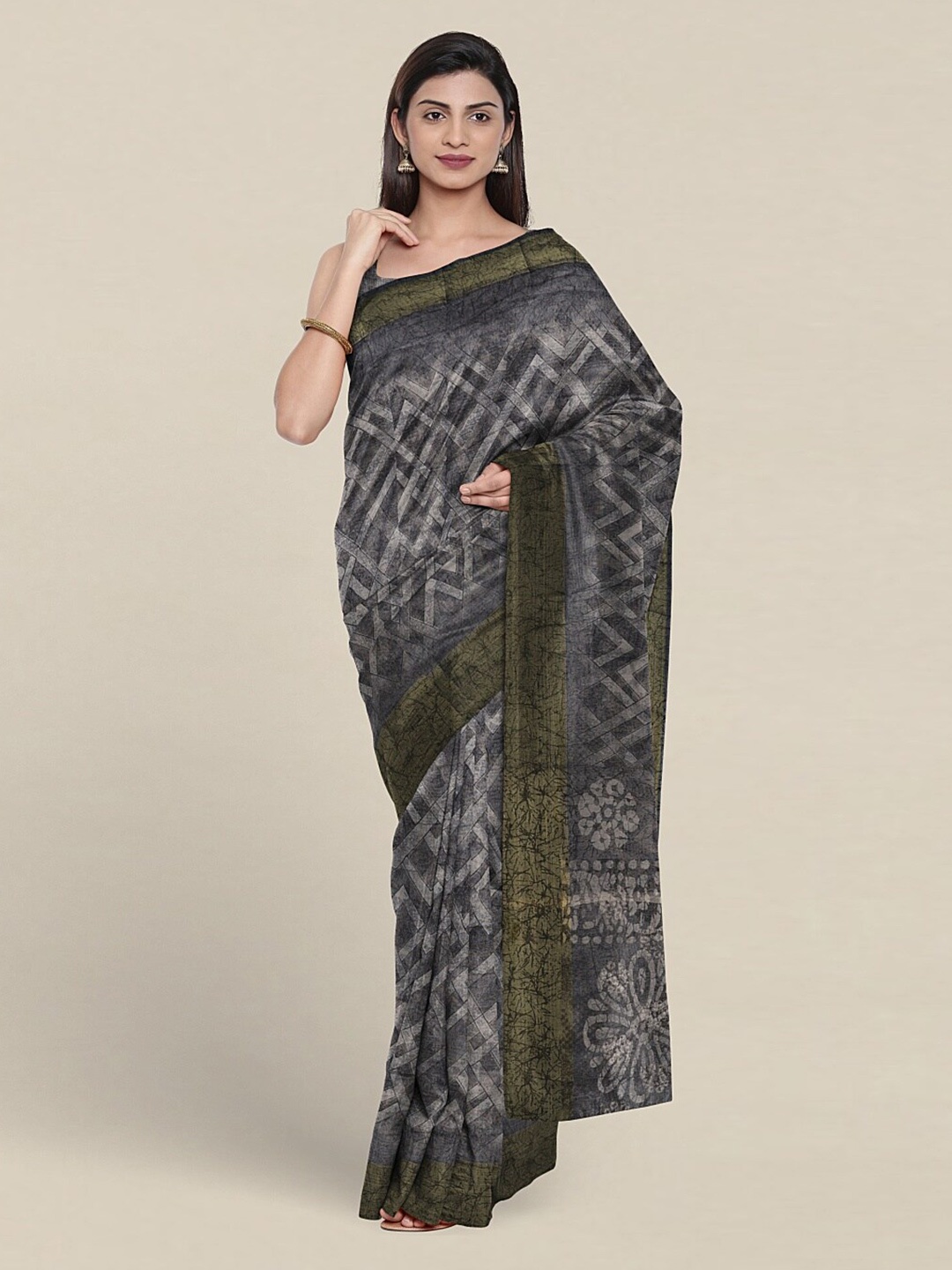 

Pothys Geometric Printed Saree, Grey