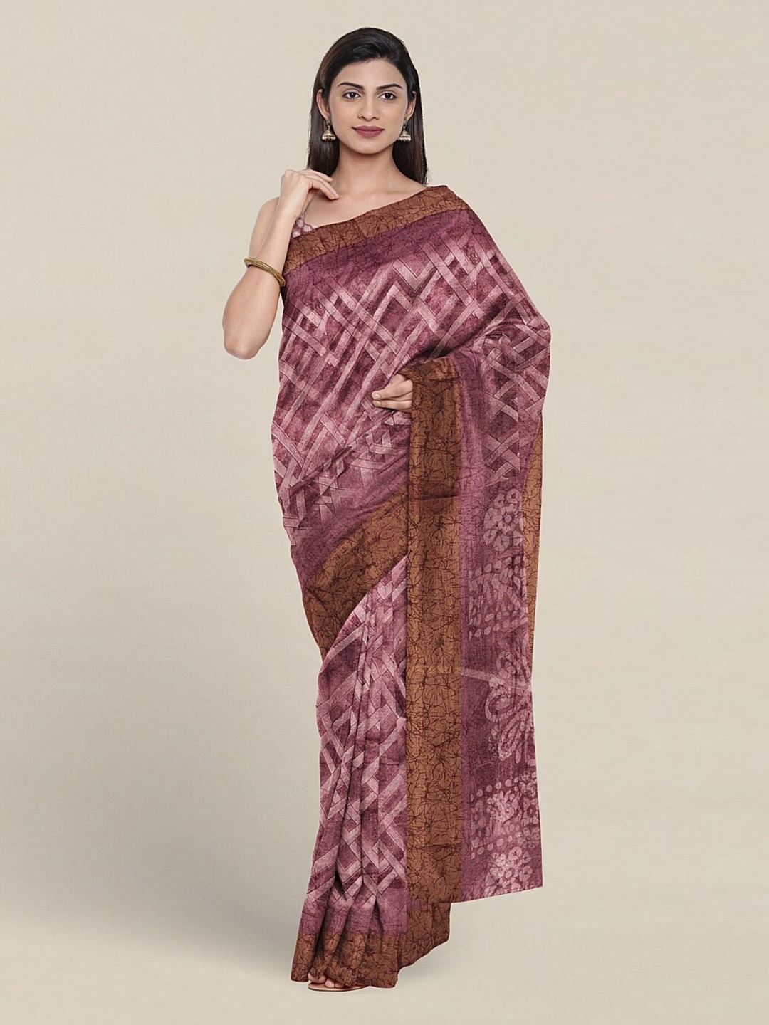 

Pothys Geometric Printed Saree, Mauve