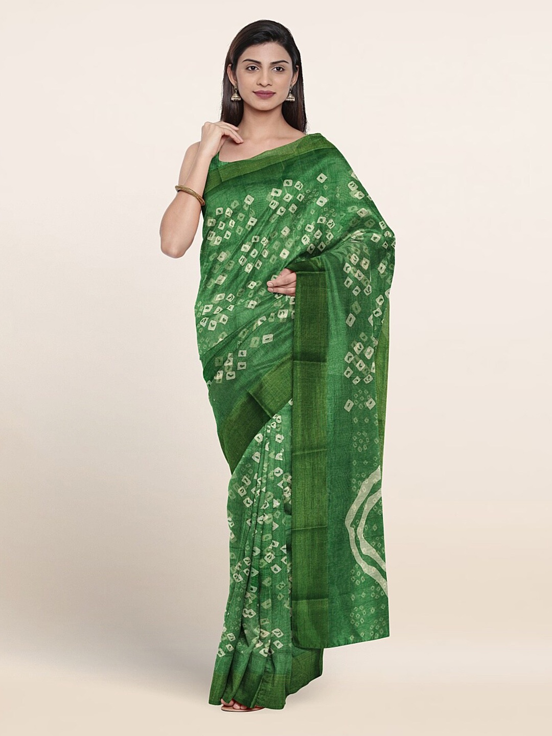 

Pothys Bandhani Printed Saree, Green