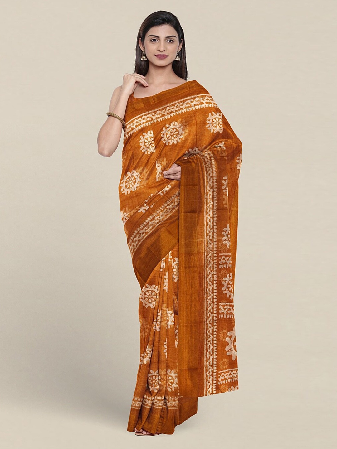 

Pothys Ethnic Motifs Printed Zari Detail Saree, Mustard