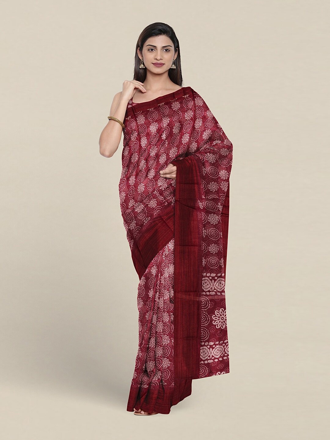 

Pothys Floral Printed Zari Saree, Purple