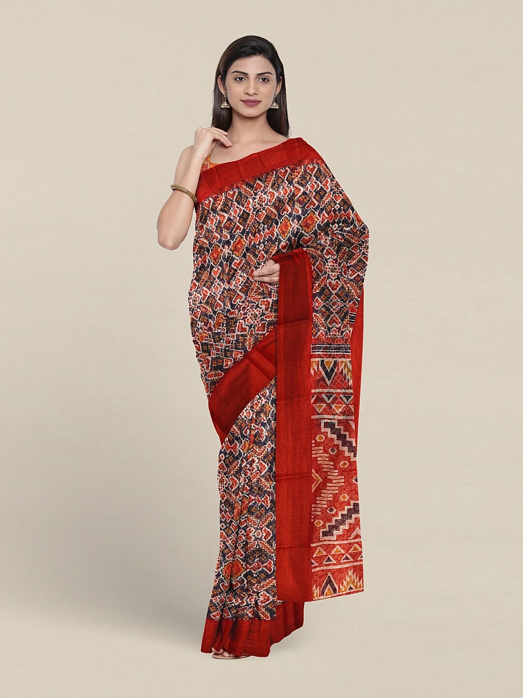 

Pothys Ethnic Motifs Printed Zari Saree, Navy blue