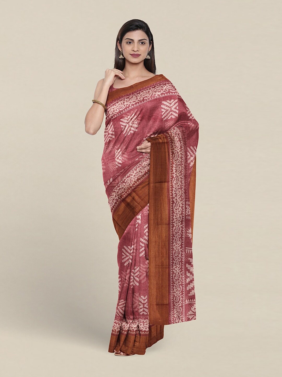 

Pothys Ethnic Motifs Printed Saree, Pink
