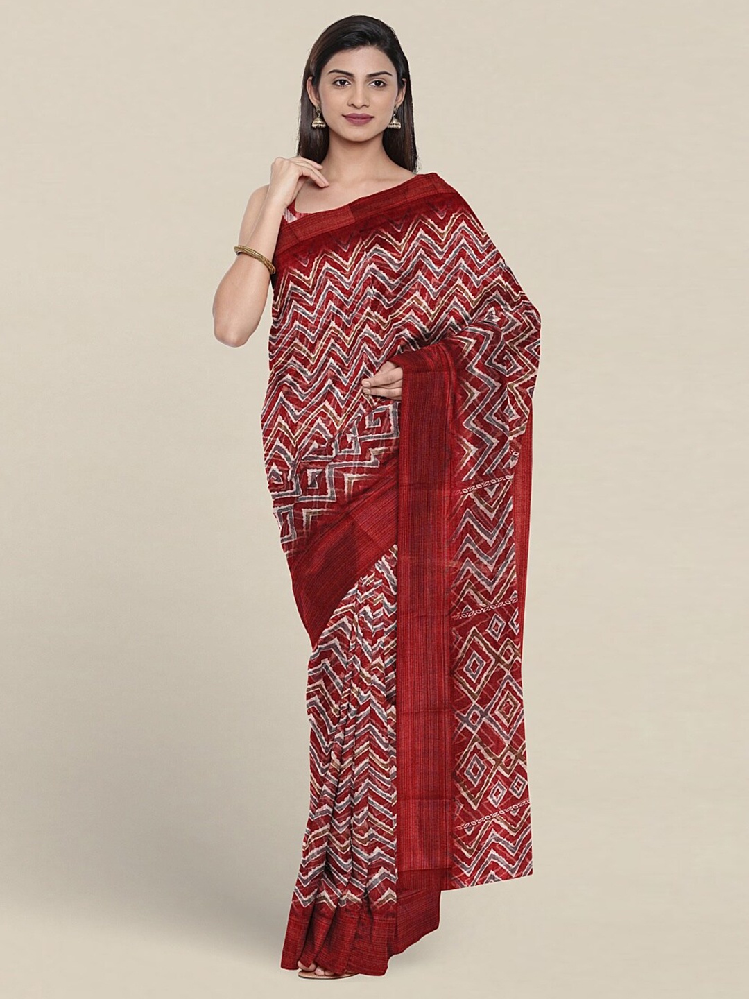 

Pothys Geometric Printed Saree, Maroon