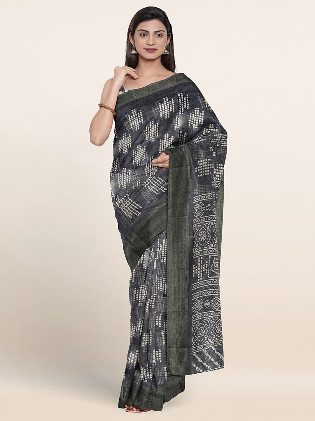 

Pothys Ethnic Motifs Printed Saree, Grey