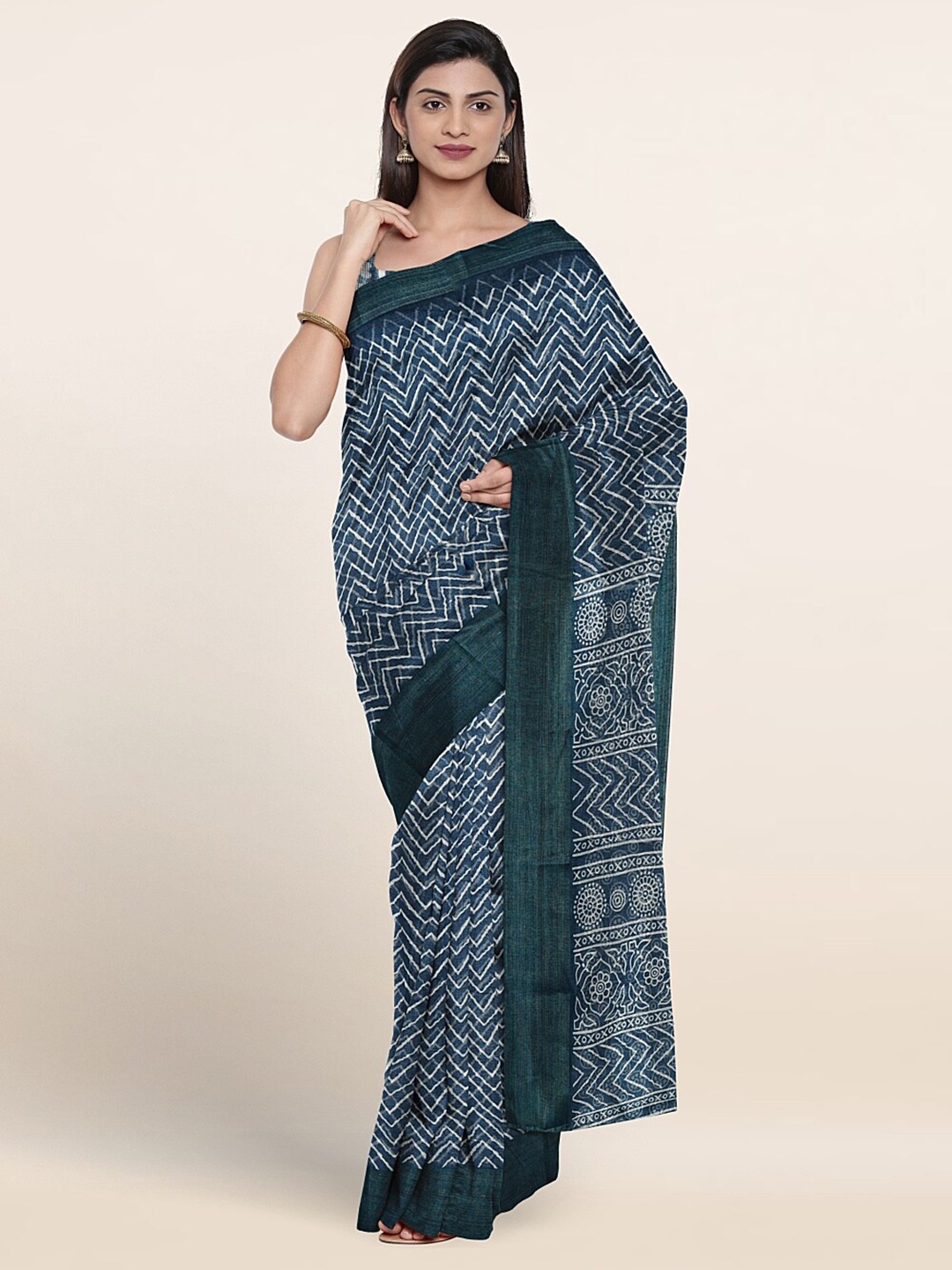 

Pothys Geometric Printed Saree, Blue