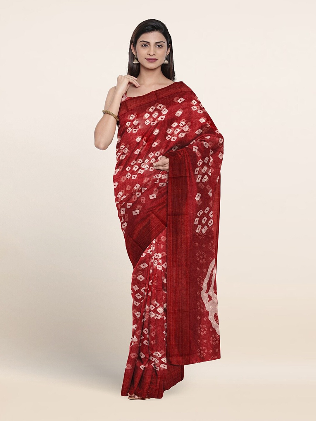 

Pothys Bandhani Printed Saree, Maroon