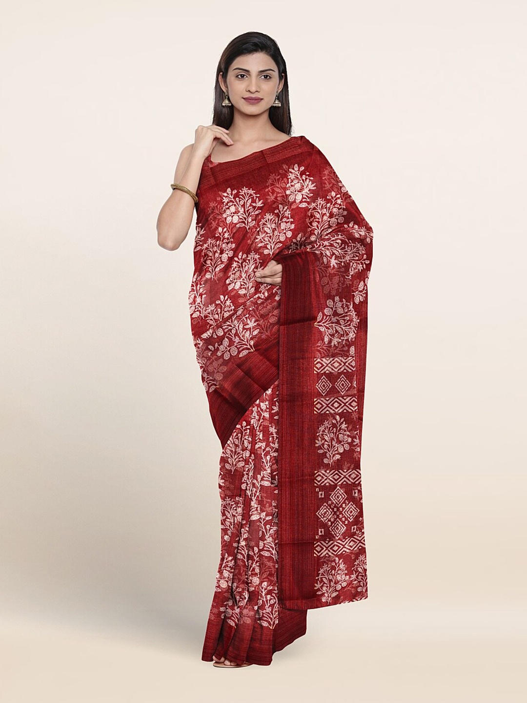 

Pothys Ethnic Motifs Printed Saree, Maroon