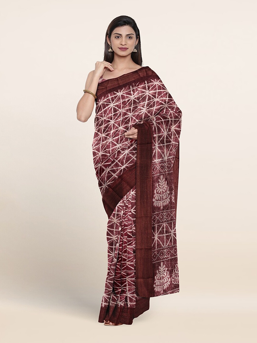 

Pothys Geometric Printed Saree, Lavender